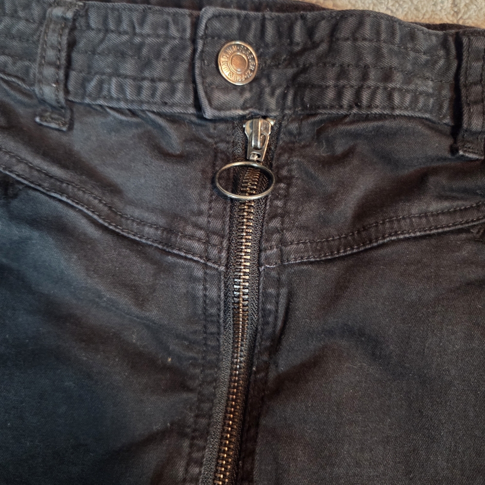 VTG Forever 21 Charcoal Denim Skirt O Zip Front Mini Skirt Casual Y2K Size 28 - Picture 3 of 7
